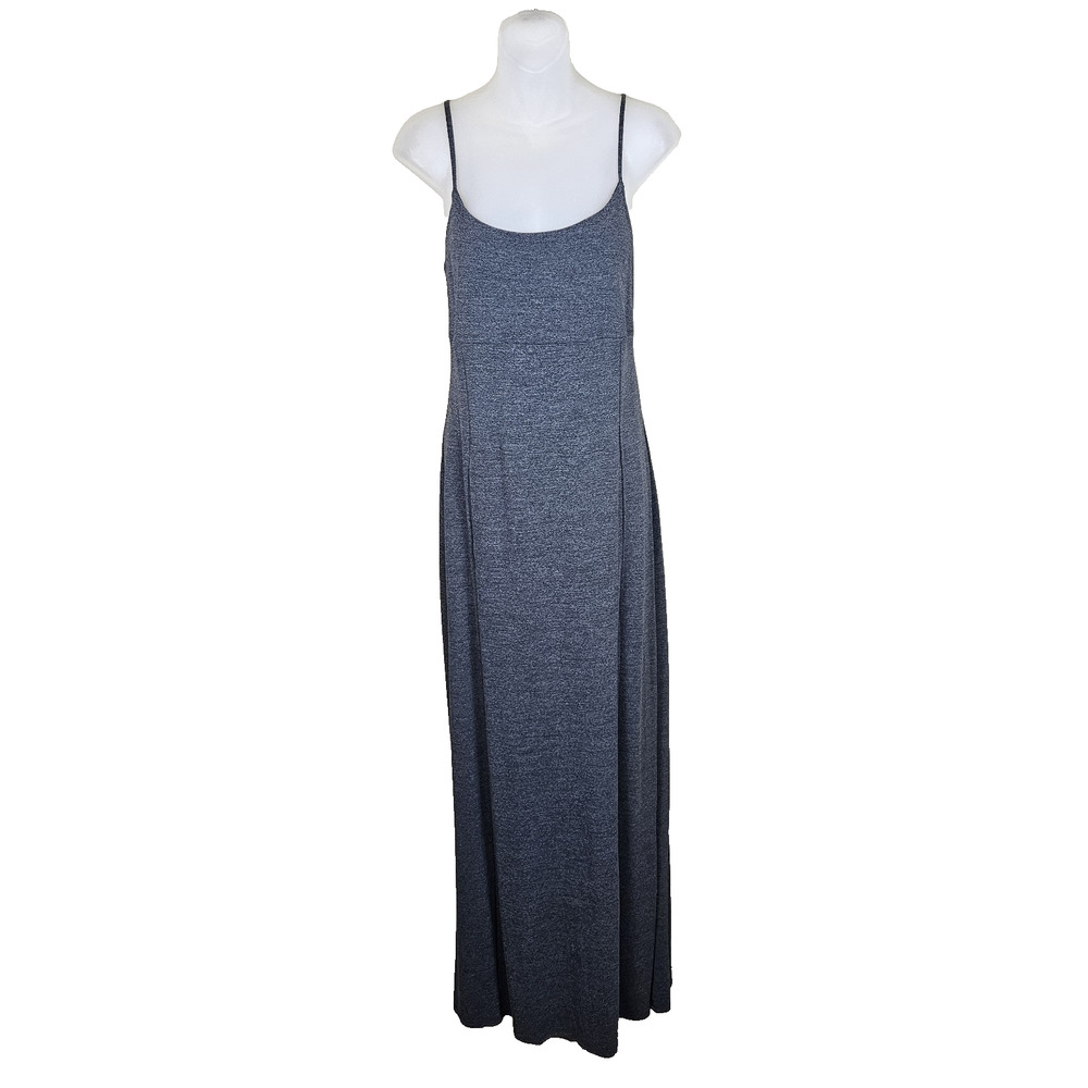 J.Jill VTG Casual Maxi Dress M Pocket Beach Vacation Made USA Gray Stretch Y2K
